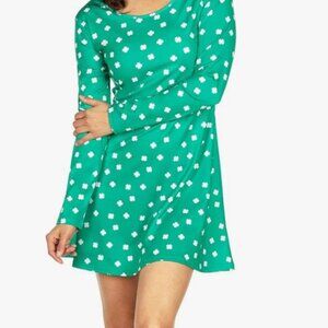 Tipsy Elves St Patricks Day Clover Confetti Dress Womens Green White Shamrock